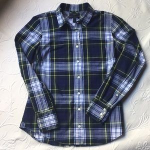 J Crew | Plaid Shirt | Navy Green Yellow White